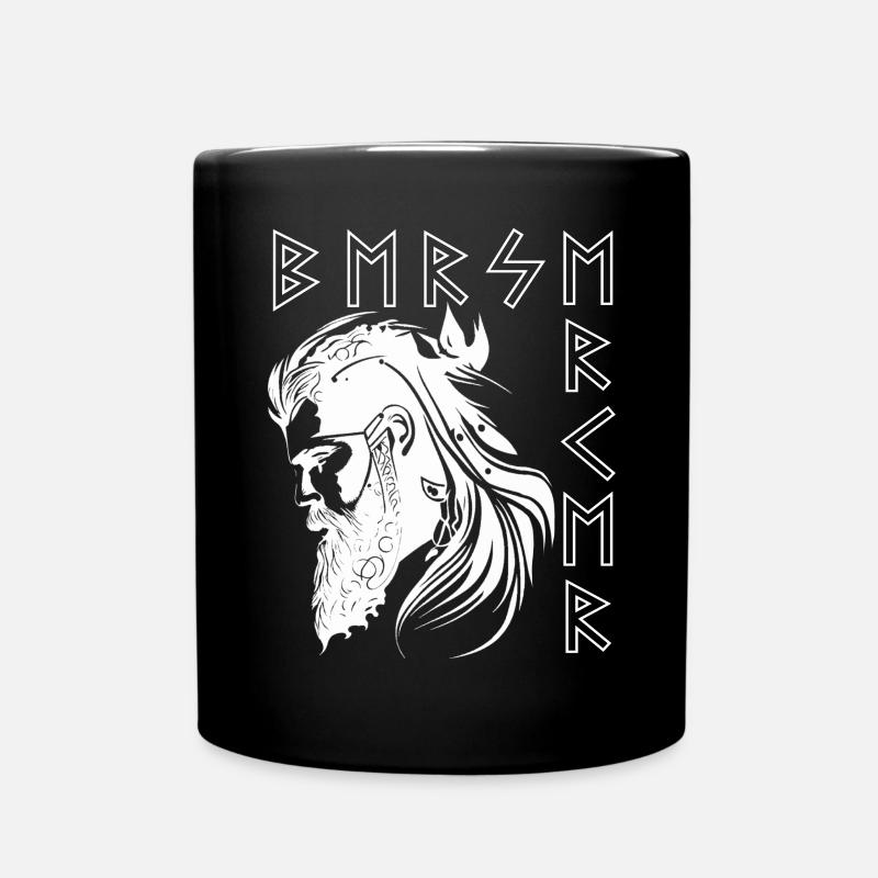 Vikingkopf mit Runenrahmen - Tasse einfarbig - Schwarz