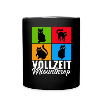 Katzen Misanthrop Sarkasmus - Tasse einfarbig - Schwarz - Vorne