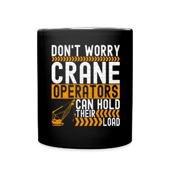 Kranführer Kranfahrer - Tasse einfarbig - Schwarz - Vorne