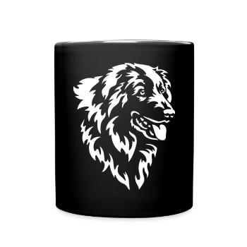 Tête de chien de montagne pyrénéenne « Black Edition » - Mug uni - noir - Devant