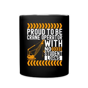 Kranführer Kranfahrer - Tasse einfarbig - Schwarz - Vorne