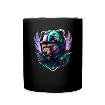Ours astronaute néon galaxie - Mug uni - noir - Devant
