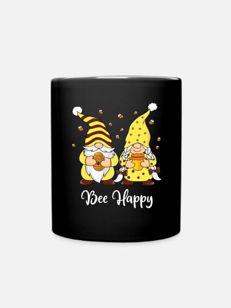 Bee Happy Spring Bee Garden Gnome Garden - Mug uni - noir