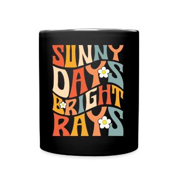 Sunny Days Bright Rays 70s Style Typography - Full Colour Mug - black - Front