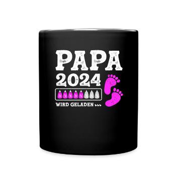 Vater 2024 Werdender Papa Loading 2024 - Tasse einfarbig - Schwarz - Vorne