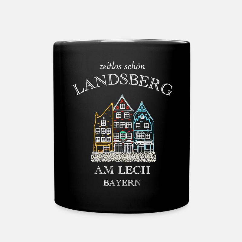 Landsberg am Lech, bunte Häuserzeile, Bayern - Tasse einfarbig - Schwarz