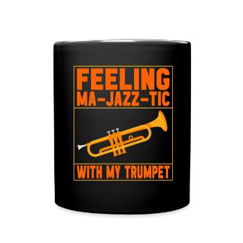 Trompete Trompetenspieler - Tasse einfarbig - Schwarz - Vorne