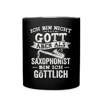 Als Saxophonist bin ich göttlich Jazz Saxophon - Tasse einfarbig - Schwarz - Vorne