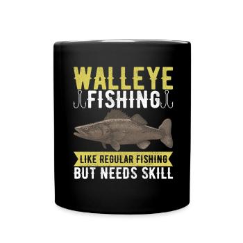 Walleye Fishing Angler - Full Colour Mug - black - Front