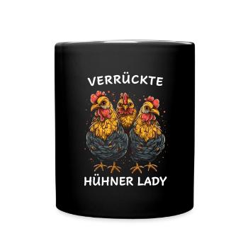 Witziger Spruch Landwirt Bauer Hühner Henne - Tasse einfarbig - Schwarz - Vorne