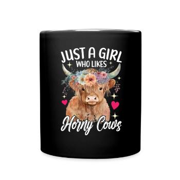 Highland Cow Hochlandkuh - Tasse einfarbig - Schwarz - Vorne