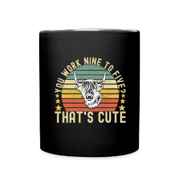 Highland Cow Hochlandkuh - Tasse einfarbig - Schwarz - Vorne