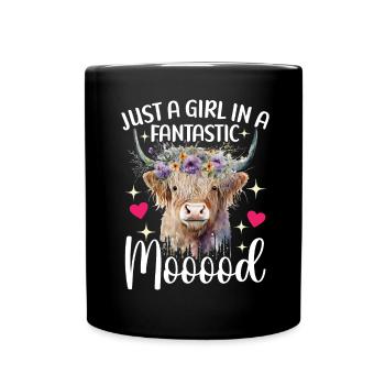 Highland Cow Hochlandkuh - Tasse einfarbig - Schwarz - Vorne