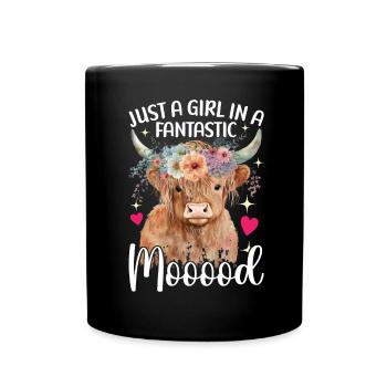 Highland Cow Hochlandkuh - Tasse einfarbig - Schwarz - Vorne