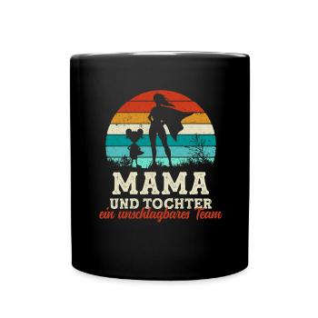 Team Super Mama und Tochter Muttertag - Tasse einfarbig - Schwarz - Vorne