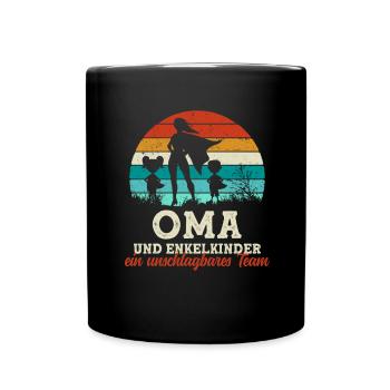 Team Oma Enkel Muttertag Super Oma - Tasse einfarbig - Schwarz - Vorne