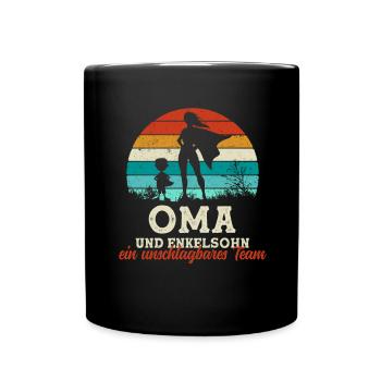 Team Oma Enkelsohn Muttertag Super Oma - Tasse einfarbig - Schwarz - Vorne