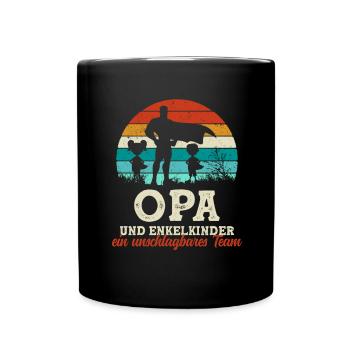 Team Super Opa und Enkelkinder Vatertag - Tasse einfarbig - Schwarz - Vorne