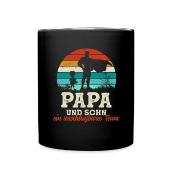 Team Super Papa und Sohn Vatertag Geschenk - Tasse einfarbig - Schwarz - Vorne