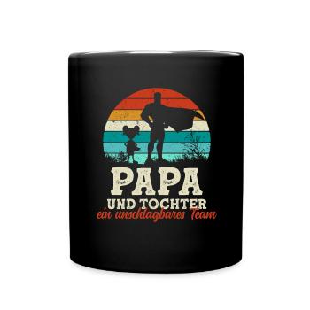 Team Super Papa und Tochter Vatertag Geschenk - Tasse einfarbig - Schwarz - Vorne