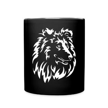 Collie Head "Black Edition" - Full Colour Mug - black - Front
