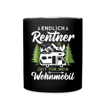 Endlich Rentner Zeit für mein Wohnmobil Camping - Tasse einfarbig - Schwarz - Vorne