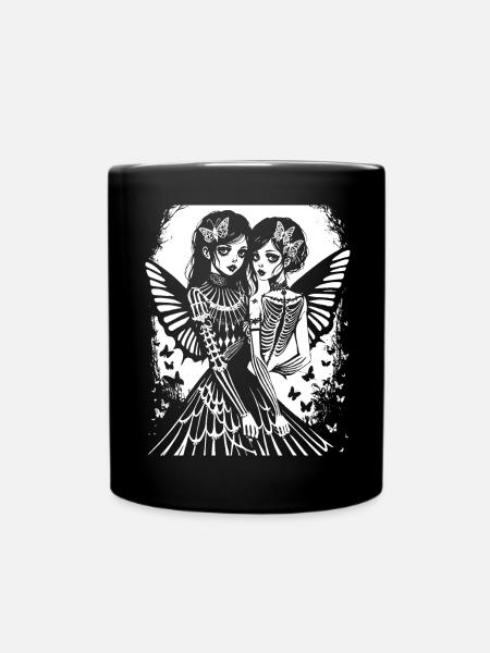 Fairycore Aesthetics Skeleton Fairy Goth Gothic G - Full Colour Mug - black