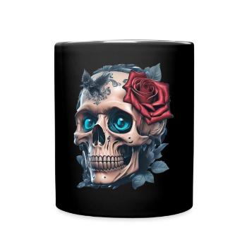 Skull with roses - Full Colour Mug - black - Front