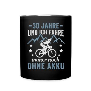 Radfahrer 30. Geburtstag Fahrrad ohne Akku - Tasse einfarbig - Schwarz - Vorne