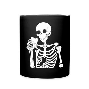 Sarcastic Funny Skeleton Drinking Espresso Coffee - Full Colour Mug - black - Front