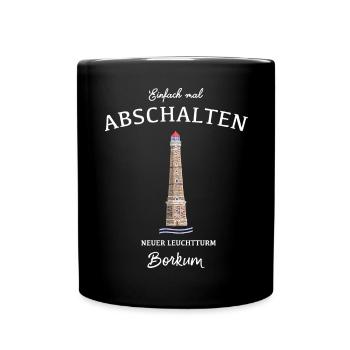 Borkum, Neuer Leuchtturm - Tasse einfarbig - Schwarz - Vorne