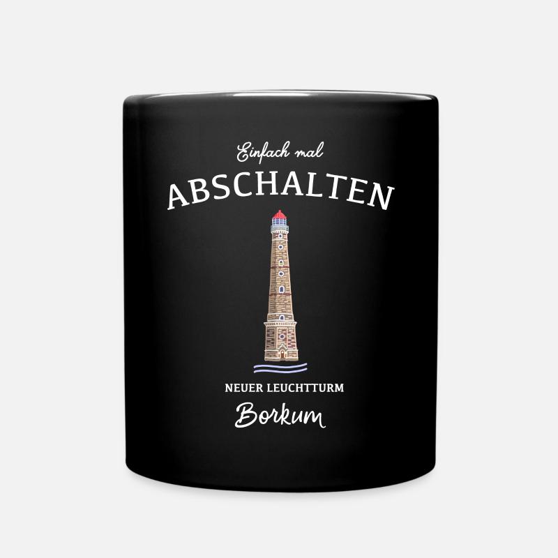 Borkum, Neuer Leuchtturm - Tasse einfarbig - Schwarz