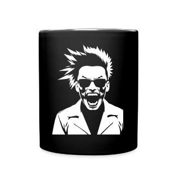 Schreiender Punkrocker mit Mohican Anarchy Punk - Tasse einfarbig - Schwarz - Vorne