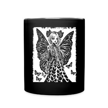 Fairycore Aesthetics Skeleton Fairy Goth Gothic G - Full Colour Mug - black - Front
