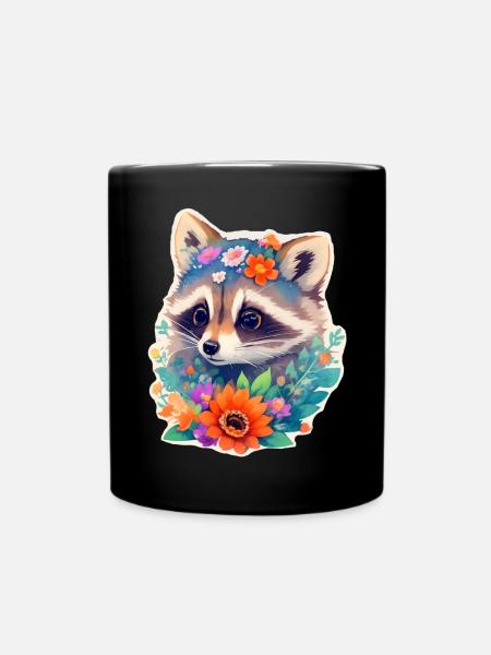 Waschbär - Tasse einfarbig - Schwarz