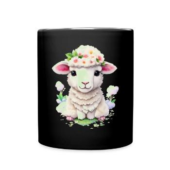 süßes Schaf - Tasse einfarbig - Schwarz - Vorne