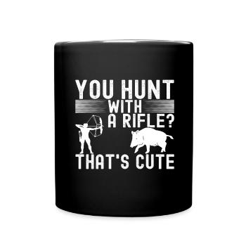 Chasseurs Chasse au sanglier - Mug uni - noir - Devant