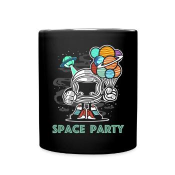 Weltraum Party | lustige Bilder, Luftballon - Tasse einfarbig - Schwarz - Vorne
