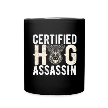 Chasseurs Chasse au sanglier - Mug uni - noir - Devant
