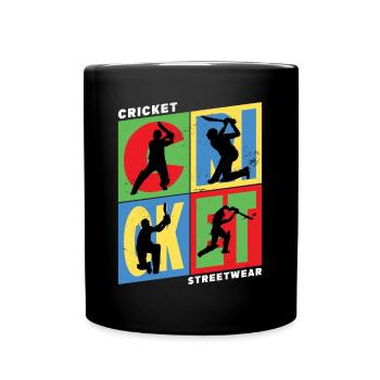 Cricket Cricketer Batsman Sport Vintage - Full Colour Mug - black - Front