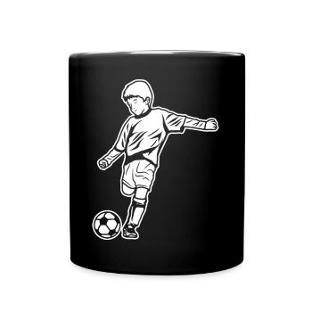 Dessin de garçon de football - Mug uni - noir - Devant