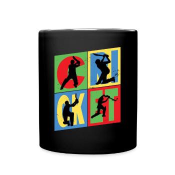 Cricket Cricketer Batsman Sport Vintage - Full Colour Mug - black - Front