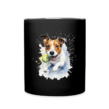Jack Russell Hund - Tasse einfarbig - Schwarz - Vorne