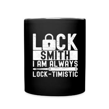 Schlüsseldienst Locksmith Dietrich - Tasse einfarbig - Schwarz - Vorne
