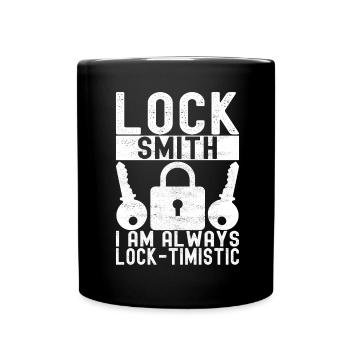 Schlüsseldienst Locksmith Dietrich - Tasse einfarbig - Schwarz - Vorne