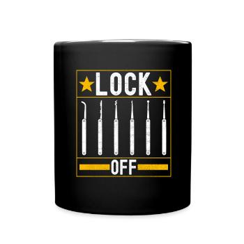 Schlüsseldienst Locksmith Dietrich - Tasse einfarbig - Schwarz - Vorne