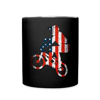 Stars and Stripes Biker Silhouette - Tasse einfarbig - Schwarz - Vorne
