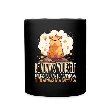Capybara Immer Du Selbst - Tasse einfarbig - Schwarz - Vorne