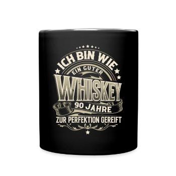 90.Geburtstag Whiskey Whisky - Tasse einfarbig - Schwarz - Vorne