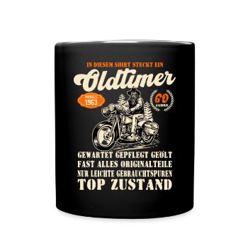 Oldtimer Modell1963 Jubiläum - Tasse einfarbig - Schwarz - Vorne
